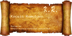 Kocsis Romulusz névjegykártya